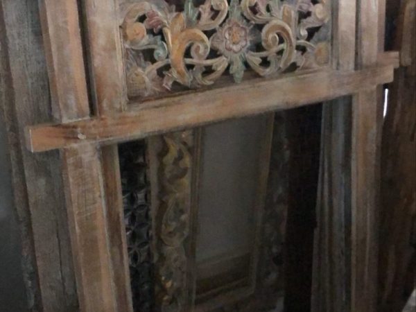 Wooden Mirror Frame With Flower Carved