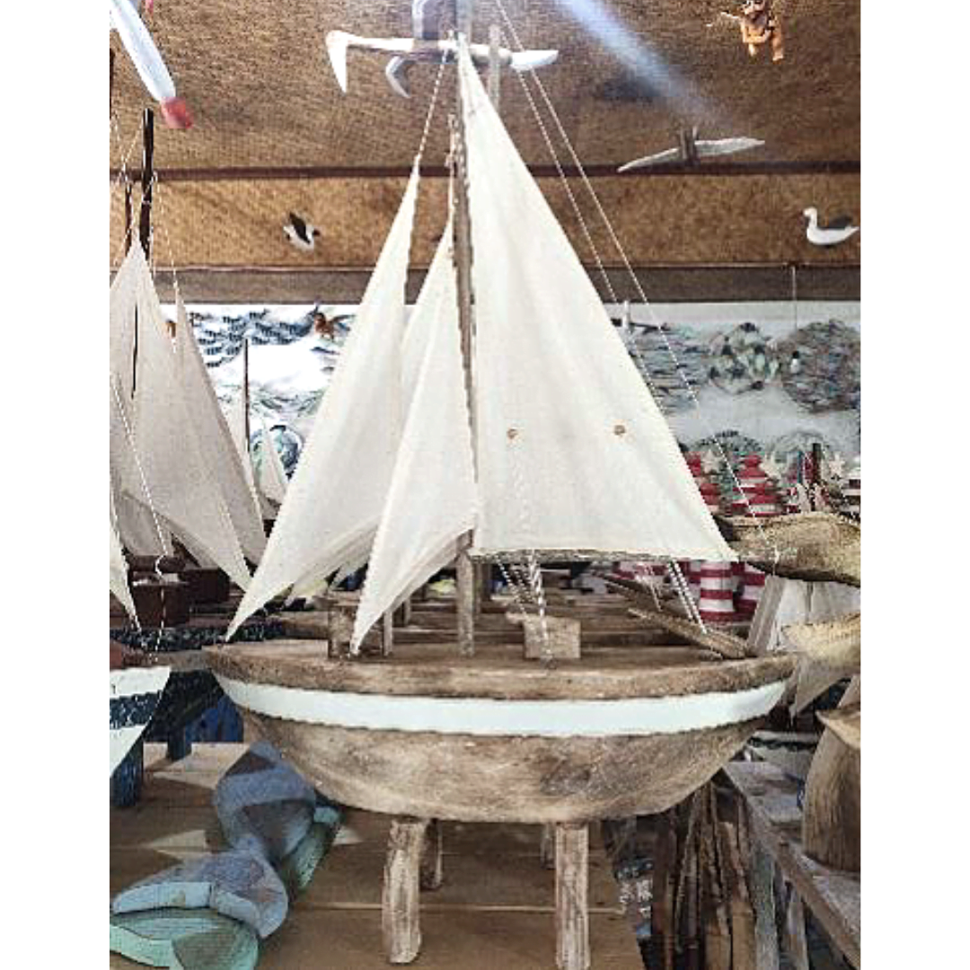 Wooden Sail Boat Decoration
