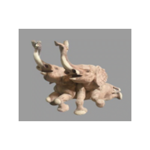 Wooden Two Elephant Sitting – Image 2