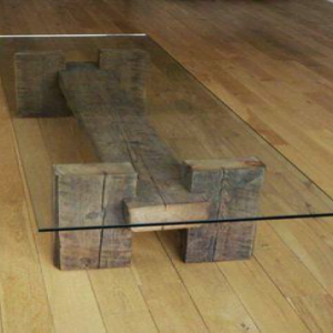 Coffee Table Solid Wood Feet Glass Top - COFFEE TABLE