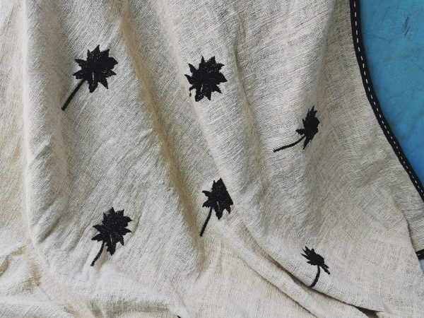 Embroidery Palm Throw