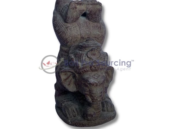 Dark Grey Hand Standing Elephant Statue Bali STA0126